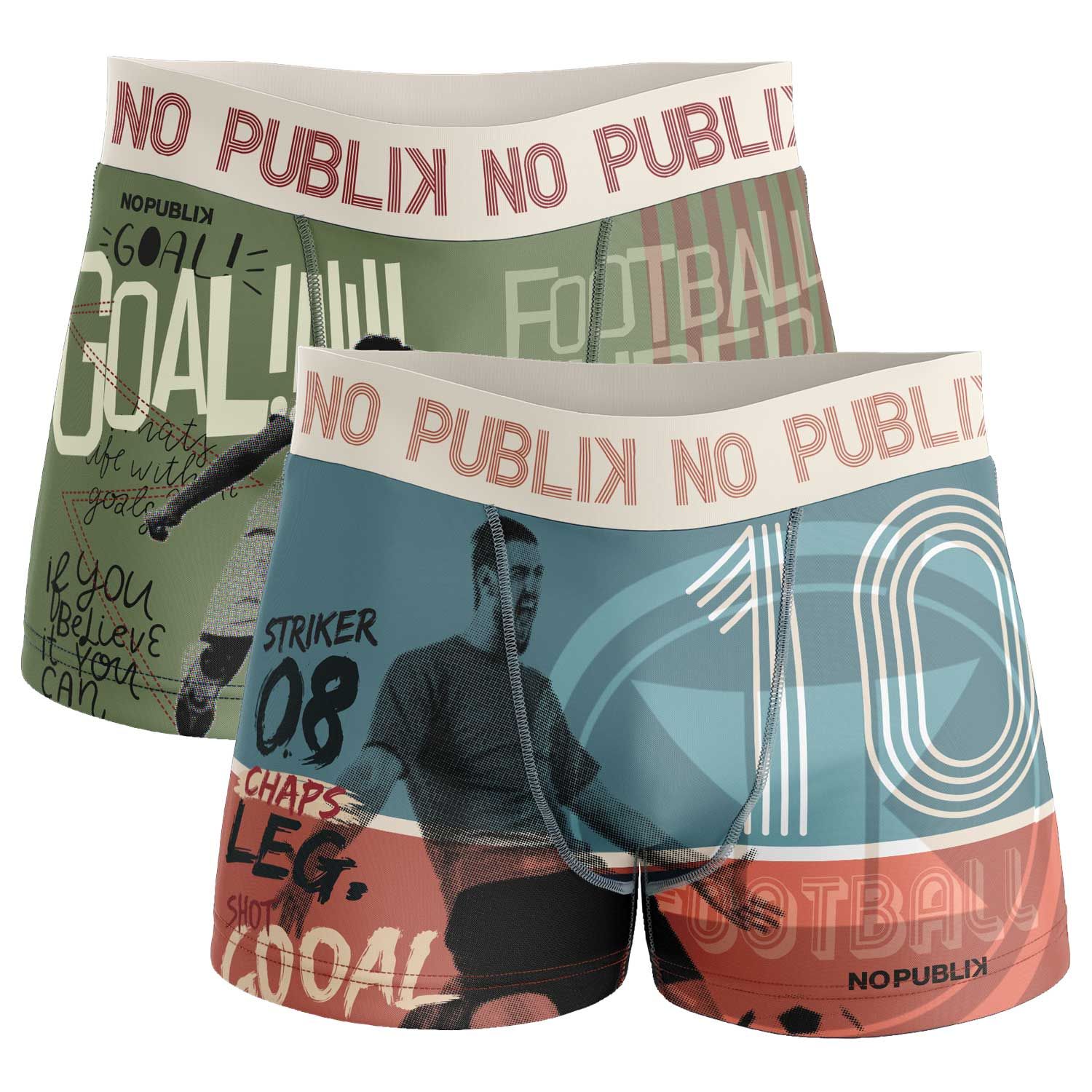 Lot de 2 Boxers Homme WORLD FOOT KAKI BLUE
