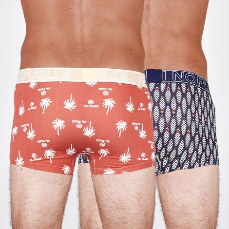Lot de 2 boxers ethnic face