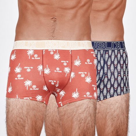Lot de 2 boxers ethnic face